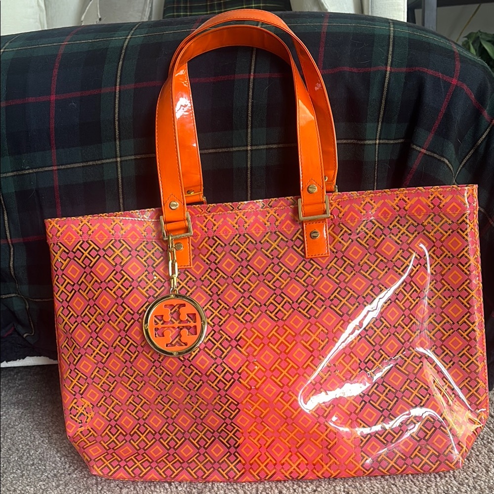 Tory Burch Orange Patterned Women's Tote Bag